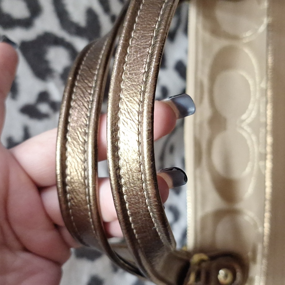 Coach Signature C Beige and Bronze Tote with Gold Shimmer - Picture 9 of 13